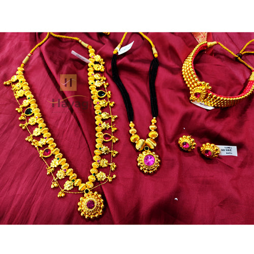 PANASH Gold-Plated Stone-Studded Mangalsutra Earrings Set - Absolutely Desi
